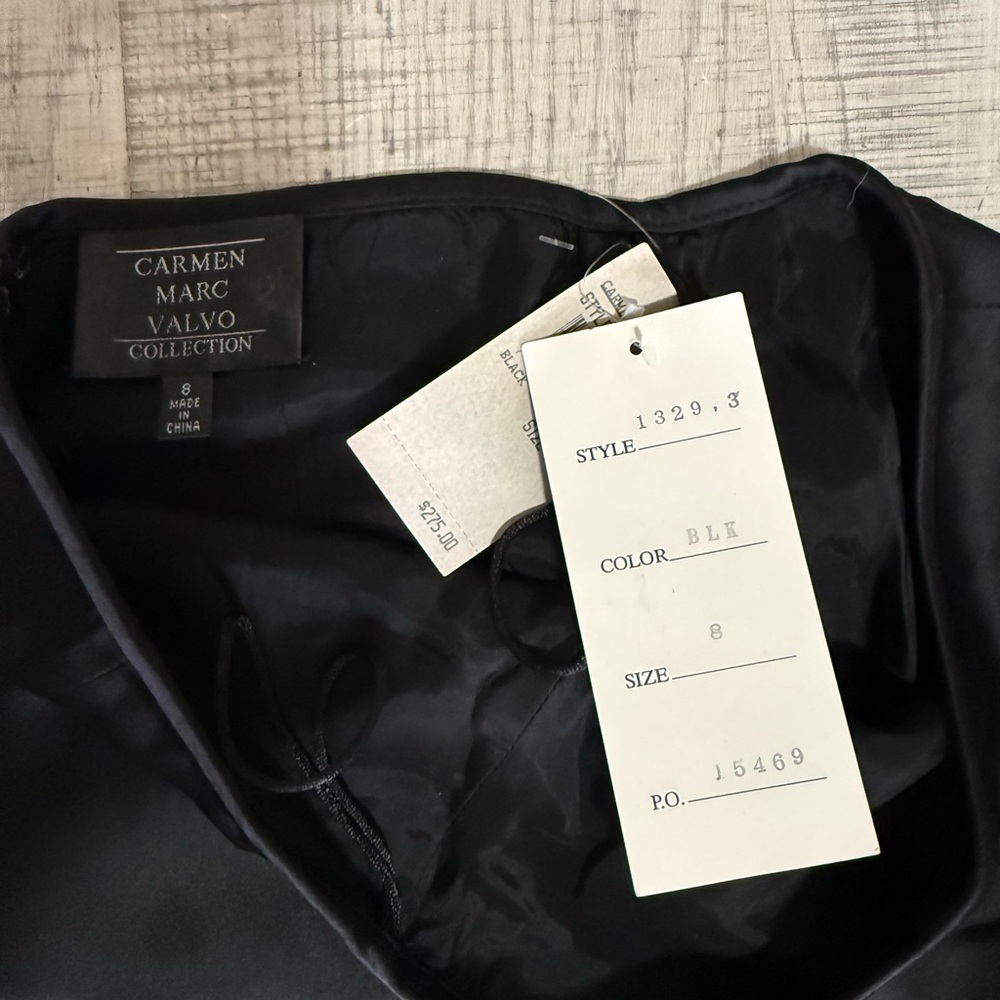 Carmen Marc Valvo Collection Black Satin Maxi Skirt Size Medium - Picture 6 of 8